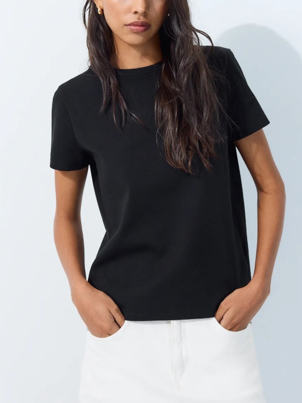 Coldwater Creek Black Short-Sleeve Crewneck Tee